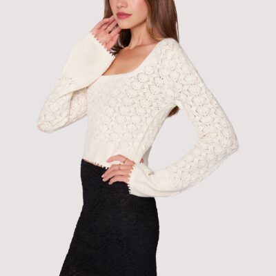 Serena Pointelle Knit Square Neck Top