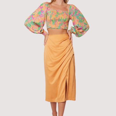 Apricot Sunset Midi Skirt